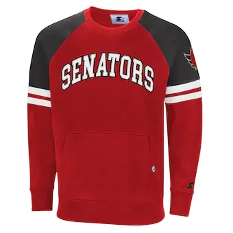 Ottawa Senators Starter Field Goal Raglan - Pullover Sweatshirt - Red/Charcoal